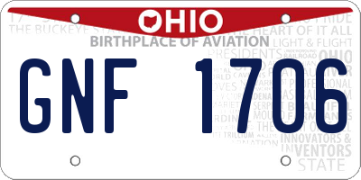OH license plate GNF1706