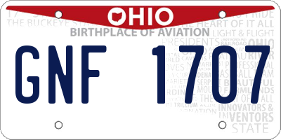 OH license plate GNF1707