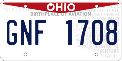 OH license plate GNF1708