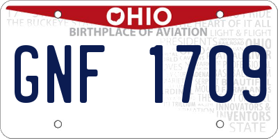OH license plate GNF1709