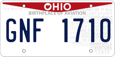 OH license plate GNF1710