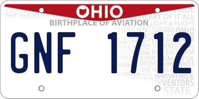 OH license plate GNF1712