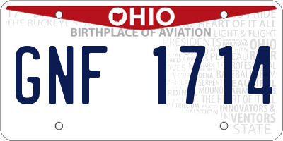OH license plate GNF1714