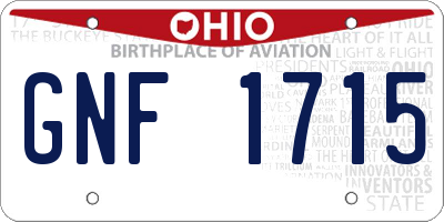 OH license plate GNF1715
