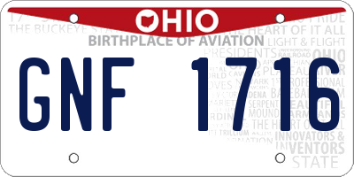 OH license plate GNF1716
