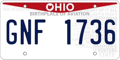OH license plate GNF1736