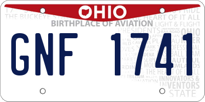 OH license plate GNF1741