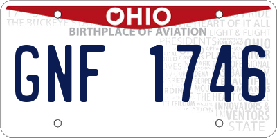 OH license plate GNF1746