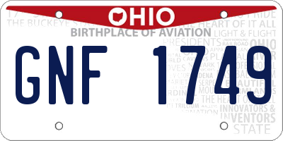 OH license plate GNF1749