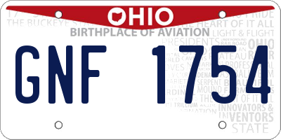 OH license plate GNF1754