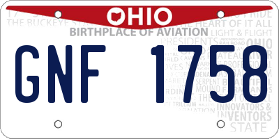 OH license plate GNF1758
