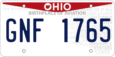 OH license plate GNF1765