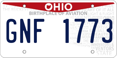 OH license plate GNF1773
