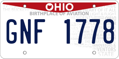 OH license plate GNF1778