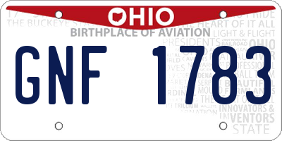 OH license plate GNF1783