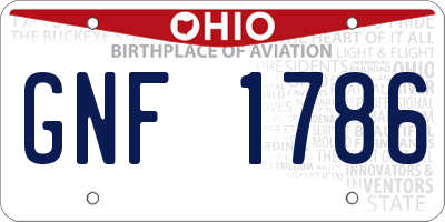 OH license plate GNF1786