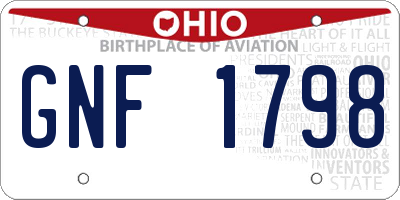 OH license plate GNF1798