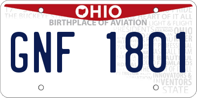 OH license plate GNF1801