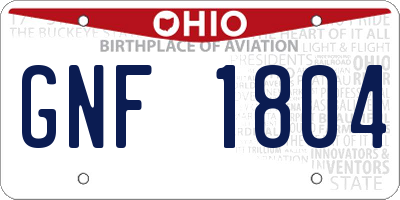 OH license plate GNF1804