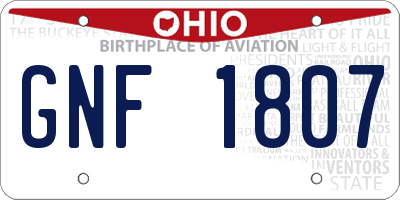 OH license plate GNF1807