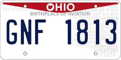 OH license plate GNF1813