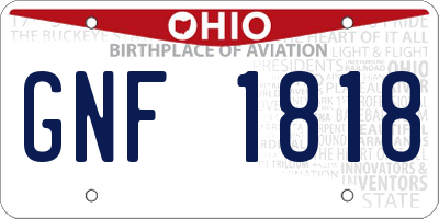 OH license plate GNF1818