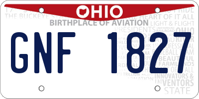 OH license plate GNF1827