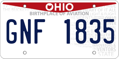 OH license plate GNF1835
