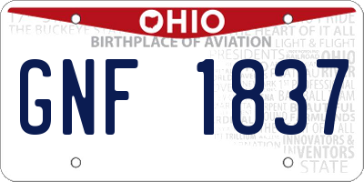 OH license plate GNF1837