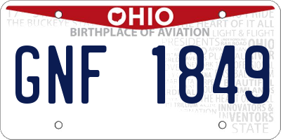 OH license plate GNF1849
