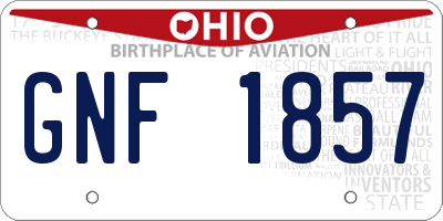 OH license plate GNF1857