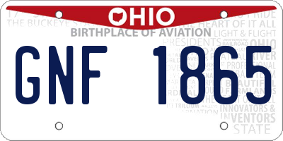 OH license plate GNF1865