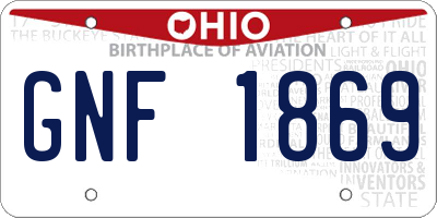 OH license plate GNF1869