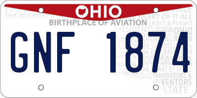 OH license plate GNF1874