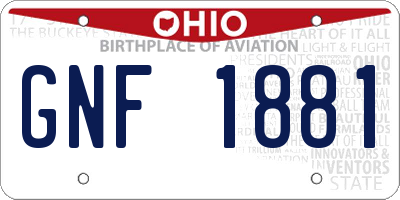 OH license plate GNF1881