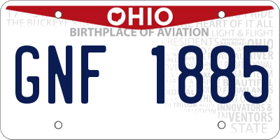 OH license plate GNF1885