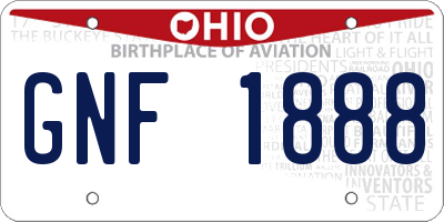OH license plate GNF1888