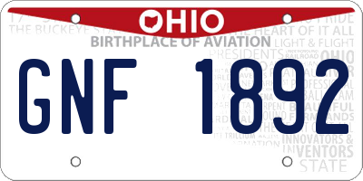 OH license plate GNF1892