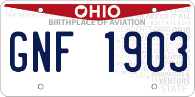 OH license plate GNF1903