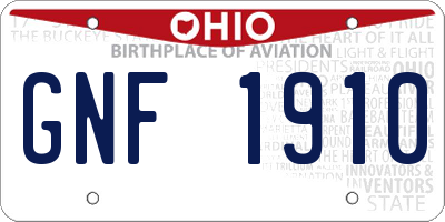 OH license plate GNF1910