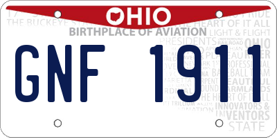 OH license plate GNF1911
