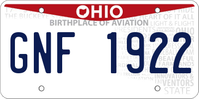 OH license plate GNF1922