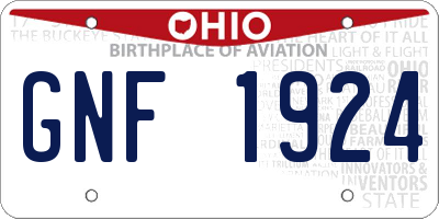 OH license plate GNF1924