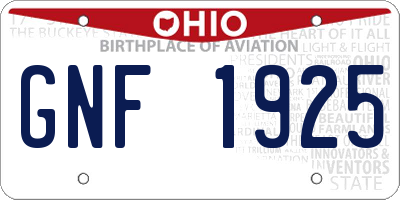OH license plate GNF1925