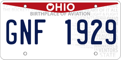 OH license plate GNF1929