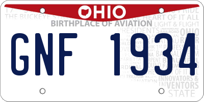 OH license plate GNF1934