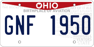 OH license plate GNF1950