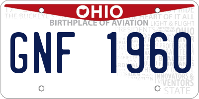 OH license plate GNF1960