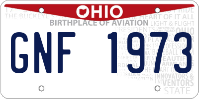 OH license plate GNF1973