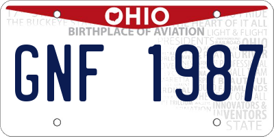 OH license plate GNF1987